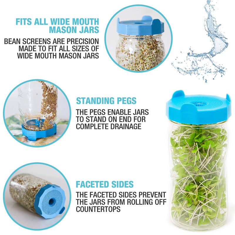 Masontops Bean Screen Sprouts Growing Kit - Sprouting Lids & Sprout Mixes Microgreens Growing Kit - Sprouting Kit Wide Mouth Mason Jar Strainer Lid - Image 3